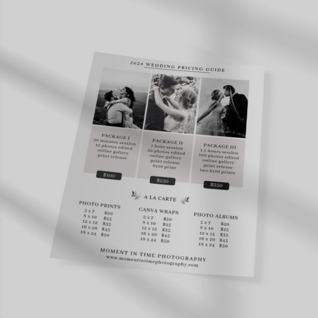 Wedding Photography Pricing Guide Sell Sheet (Creator Uploaded)