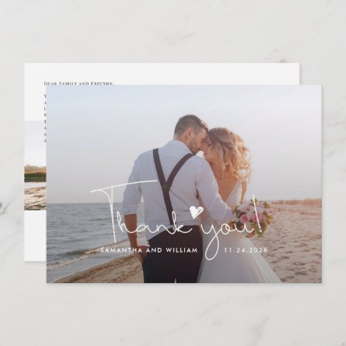 Wedding Photos Script Love Heart Thank You Card