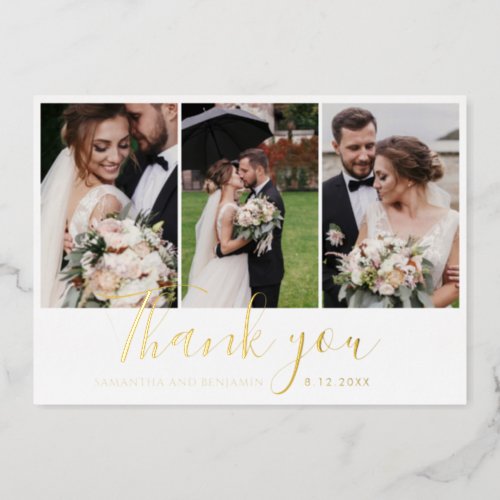 Wedding Photos Script Thank You Gold Foil Card