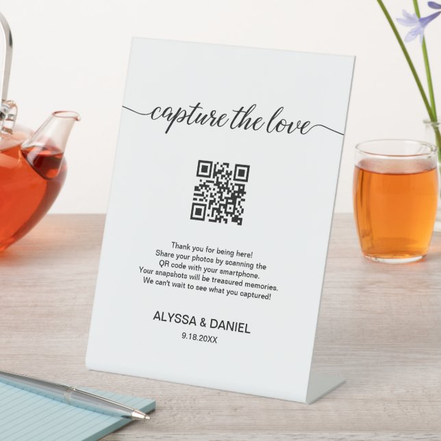 Wedding Photos share QR code Capture the love Pedestal Sign (In SItu)