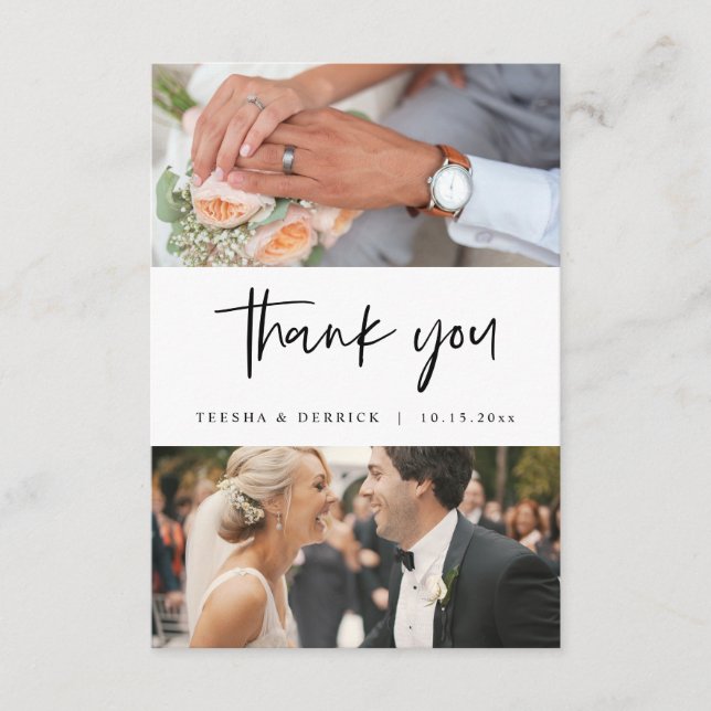Wedding Photos Thank you, Modern Simple Script Enclosure Card (Front)