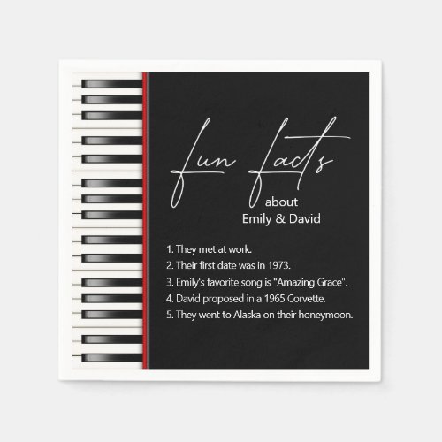 Wedding Piano Keyboard Fun Facts  Napkins