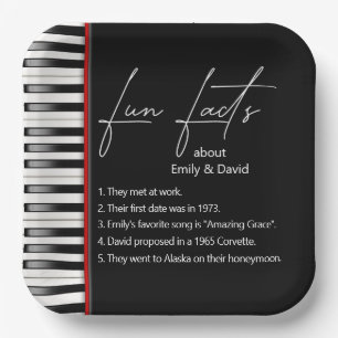 Wedding Piano Keyboard Fun Facts Paper Plates