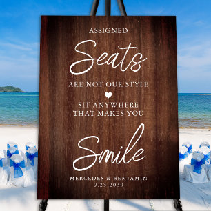 Wedding Pick A Seat Not A Side Personalized Rustic Foam Board