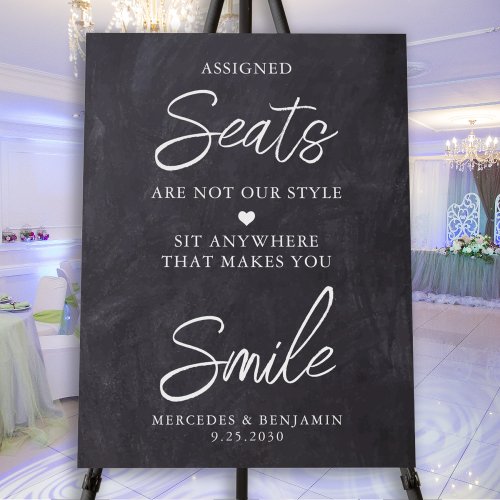 Wedding Pick A Seat Not A Side Slate Personalized Foam Board