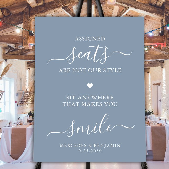 Wedding Pick A Seat Personalize Dusty Blue Seating Foam Board (Creator Uploaded)