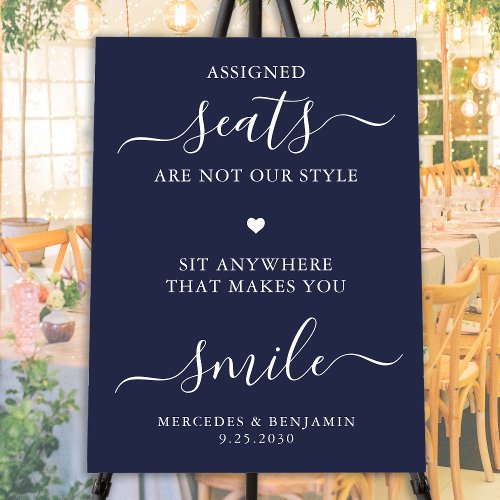 Wedding Pick A Seat Personalized Navy Blue Seating Foam Board