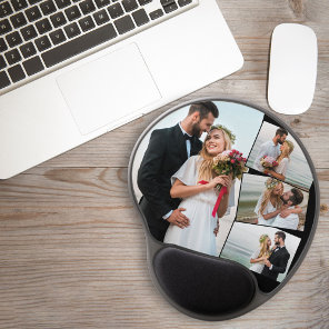 Wedding Picture 4 Photo Collage Gel Mouse Pad