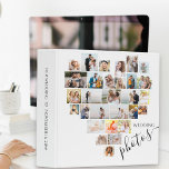 Wedding Pictures Heart Shaped Photo Collage White 3 Ring Binder<br><div class="desc">Upload your wedding pictures and create your own Wedding Photo Album. The photo template is set up for you to add 29 of your favorite pictures which are displayed in a mix of square, landscape and portrait formats to automatically form the heart shaped photo collage. The front cover is lettered...</div>