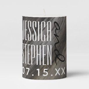 Wedding Pillar Candle Elegant Gold and Black