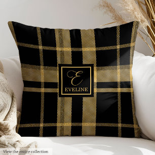 Wedding Pillow Elegant Black Gold Personalized Art