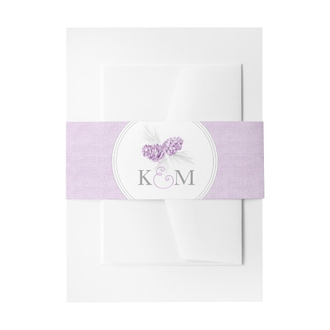 Wedding pine cones art canvas purple belly band (Front Example)