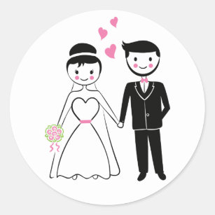 Cute Wedding Couple Stickers, Zazzle