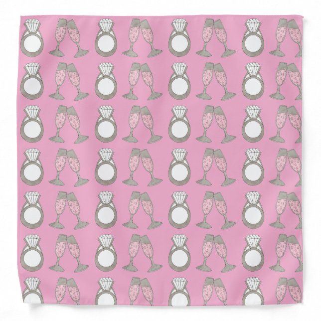 Wedding Pink Champagne Diamond Ring Bride Bandana (Front)