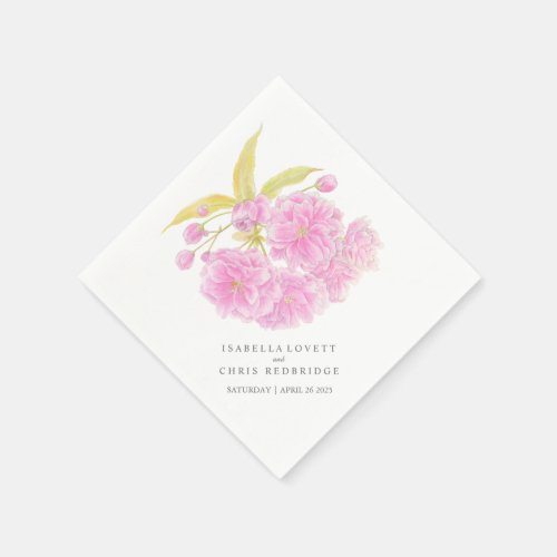 Wedding pink cherry blossom paper napkin