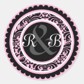 Simple Damask Monogram Stickers - The Painting Pony