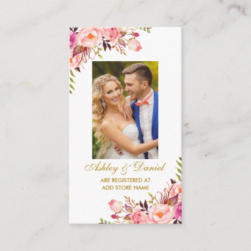 Wedding Pink Floral Photo Registry Insert Card