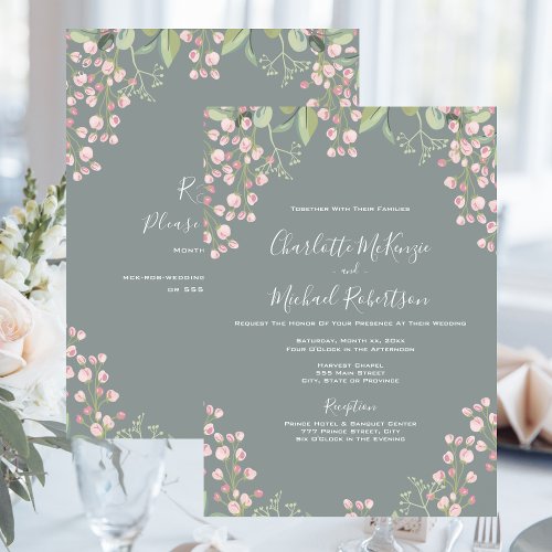 Wedding Pink Floral Spring Blossoms Invitation