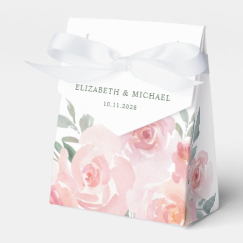 Wedding Pink Floral Watercolor Favor Box