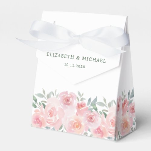 Wedding Pink Floral Watercolor Thank You Favor Boxes