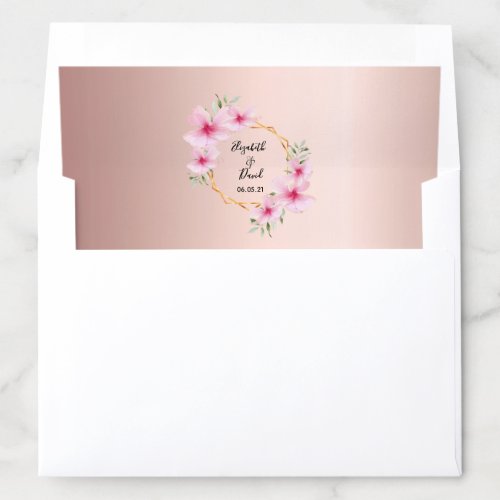 Wedding pink florals rose gold geometric envelope liner