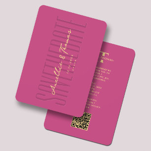 Wedding Pink Gold Monogram Elegant Modern QR Save The Date