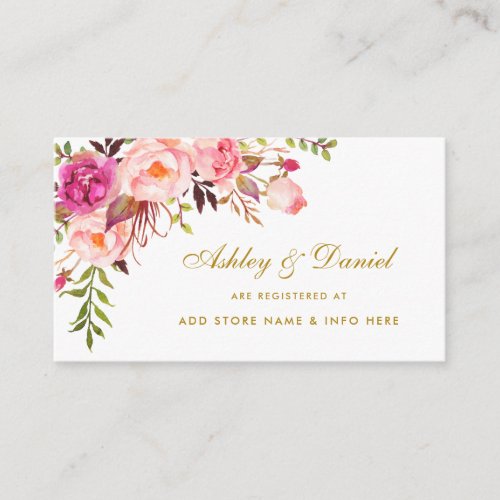 Wedding Pink Gold Registry Insert Card