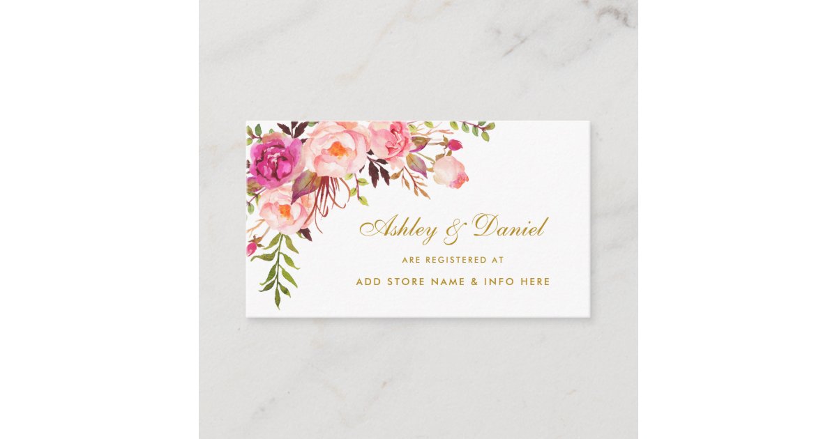 Wedding Pink Gold Registry Insert Card | Zazzle