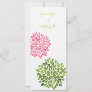 Wedding Pink & Green Flower Blooms Invitation