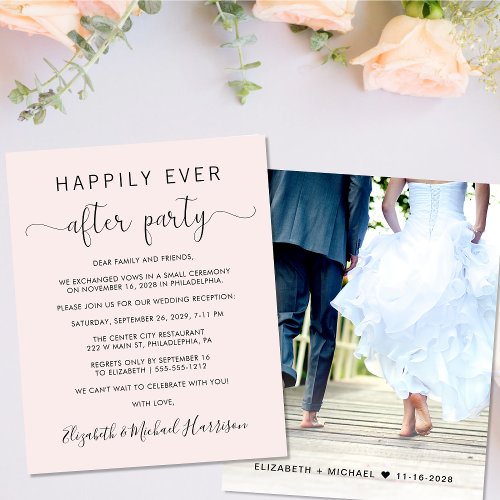Wedding Pink Happily Ever After Party Invitation
