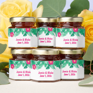 Wedding - Pink Hibiscus Customizable Honey Jar Favors