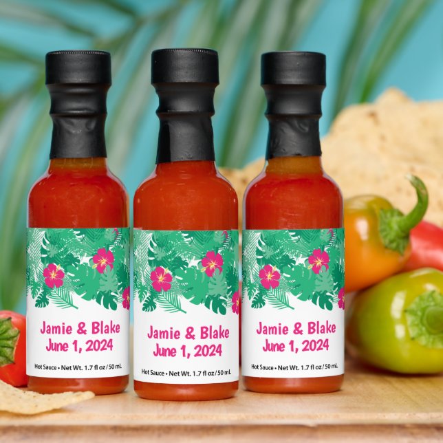 Wedding - Pink Hibiscus Customizable  Hot Sauces (Multi)
