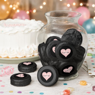 wedding pink love heart hershey®'s kisses® dipped oreo cookie favors