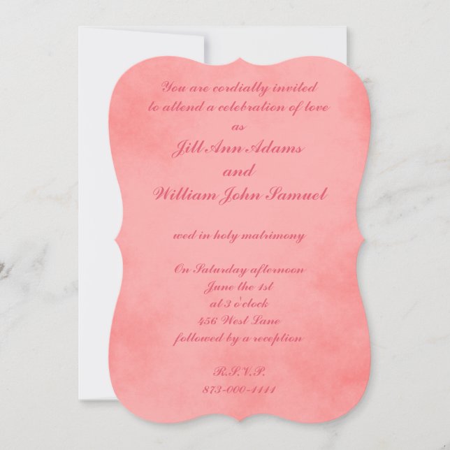 Wedding Pink Parchment Invitation (Front)