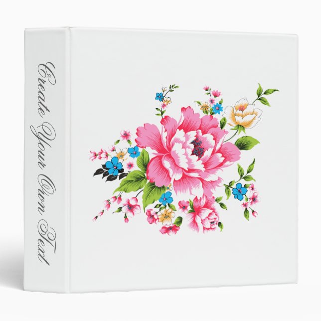 Wedding Pink Peony bunch of flowers Binder (Front/Spine)