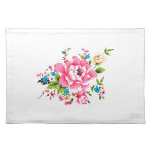 Wedding Pink Peony bunch of flowers Cloth Placemat