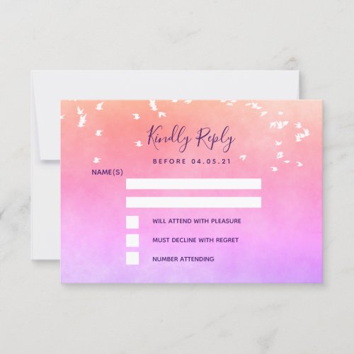 Wedding pink purple violet  RSVP