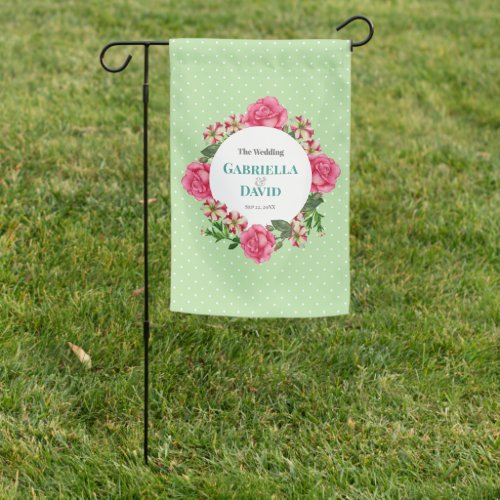 Wedding Pink Rose Red White Petunia Polka Dots Garden Flag