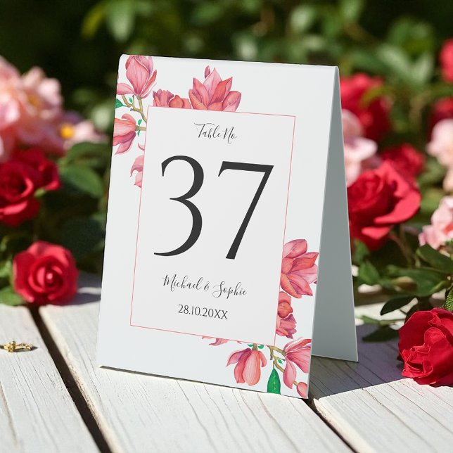 Wedding Pink Table Number Watercolor Tent (Creator Uploaded)