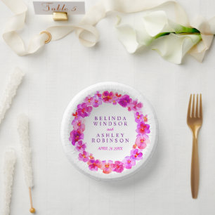 Wedding pink watercolor wreath custom paper bowls