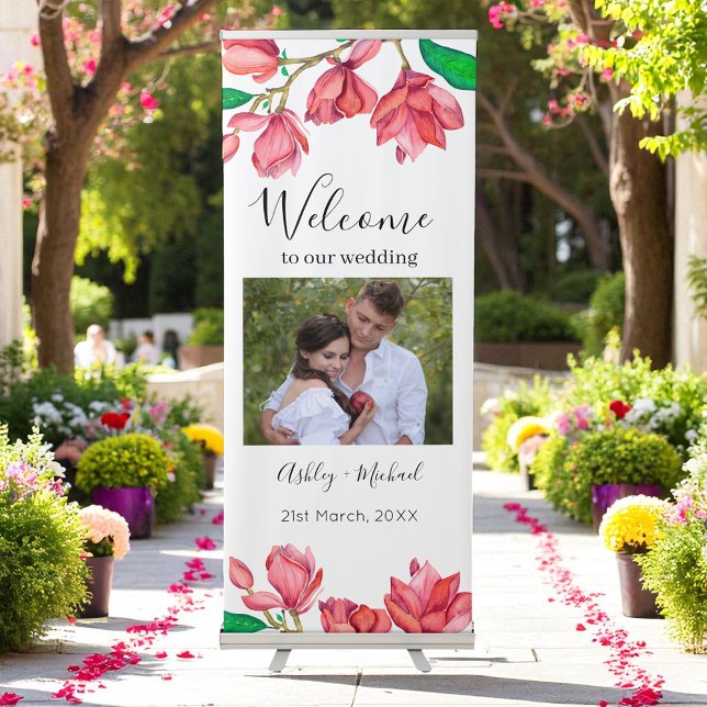 Wedding Pink White Floral Retractable Banner (Creator Uploaded)