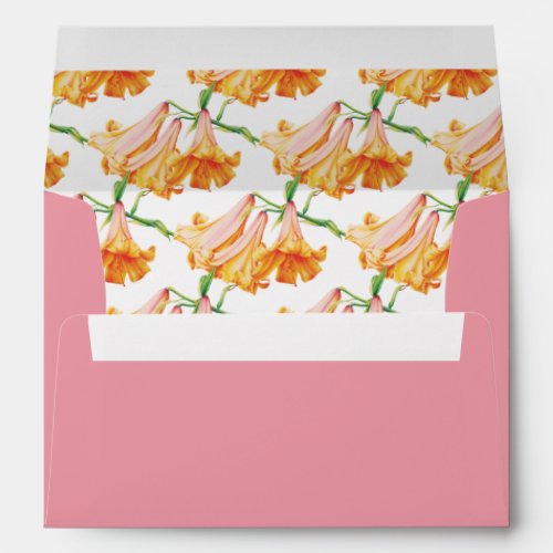 Wedding pink with African Queen lily art inside Envelope