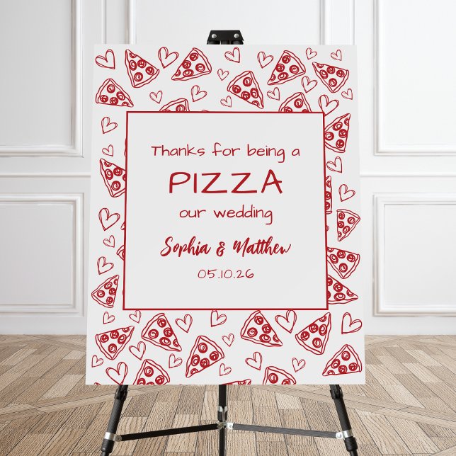 Wedding Pizza After Party Red Italian Hand Drawn Foam Board (Creator Uploaded)