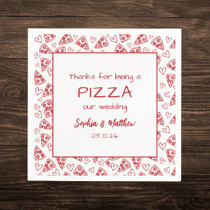 Wedding Pizza After Party Red Italian Hand Drawn Napkins
