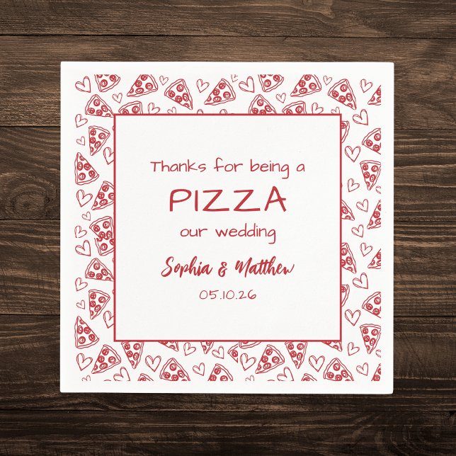 Wedding Pizza After Party Red Italian Hand Drawn Napkins (Creator Uploaded)