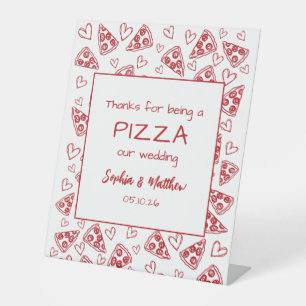 Wedding Pizza After Party Red Italian Hand Drawn Pedestal Sign
