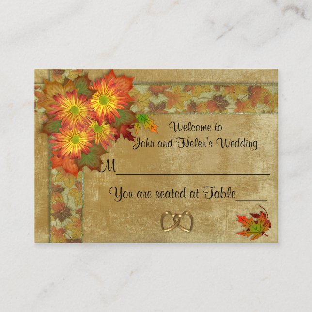 Wedding Place card Autumn table seating (Front)