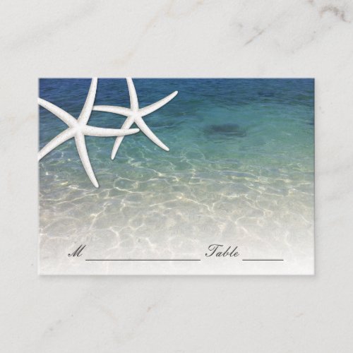 Wedding Place Card  Blue Sea Starfish Beach