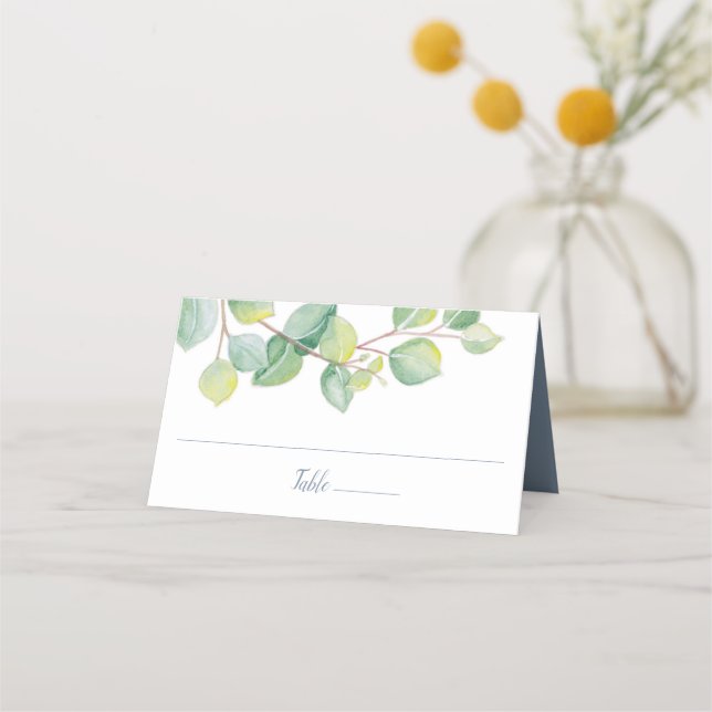 Wedding Place Card, Escort Card, Eucalyptus Card (Front)