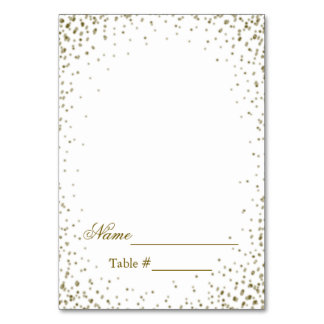 Wedding Place Card Gold Confetti